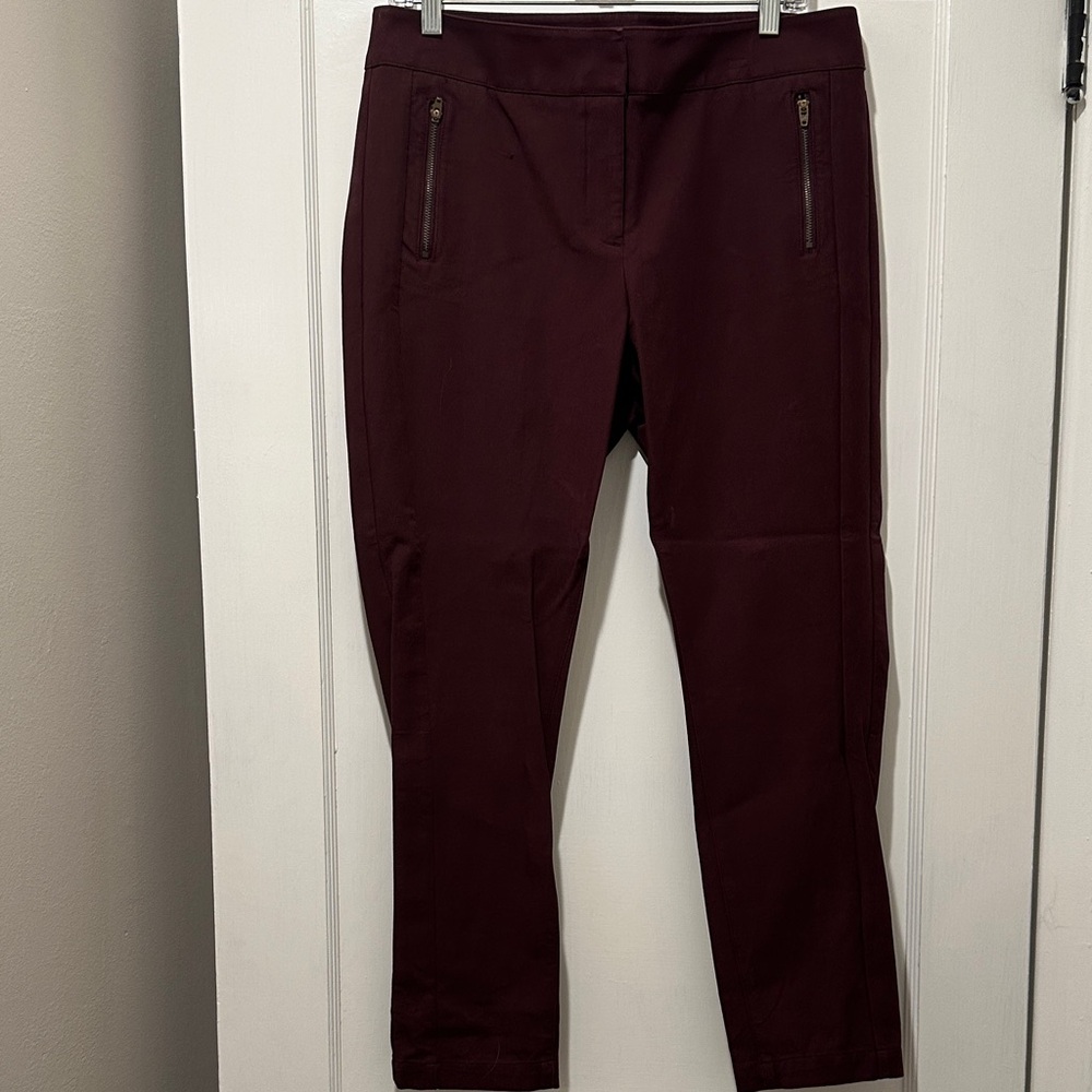 LOFT Skinny Ankle Pants in Burgundy